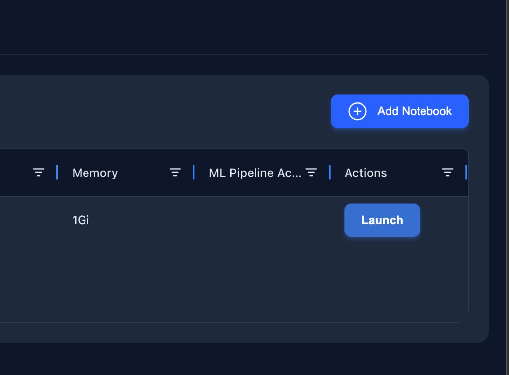 Stack8s notebook launch interface